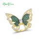 SANTUZZA 925 Sterling Silver Rings Green Spinel White Cubic Zirconia Butterfly Ring Fine Jewelry