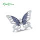 SANTUZZA 925 Sterling Silver Rings Blue Nano/White Cubic Zirconia Butterfly Ring Fine Jewelry