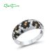 SANTUZZA 925 Sterling Silver Ring White CZ Black Spinel Yellow Nano CZ Animal Print Fine Jewelry