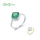 SANTUZZA 925 Sterling Silver Ring For Women White Cubic Zirconia Green Spinel Fine Jewelry