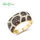 SANTUZZA 925 Sterling Silver Rings Brown Spinel White CZ Leopard Print  Jewelry