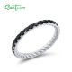 SANTUZZA 925 Sterling Silver Rings Black Spinel Stackable Ring Fine Jewelry