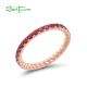 SANTUZZA 925 Sterling Silver Rings Created Ruby Stackable Ring Fine Jewelry