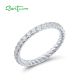 SANTUZZA 925 Sterling Silver Rings For Women White Cubic Zirconia Stackable Eternity Fine Jewelry