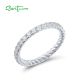 SANTUZZA 925 Sterling Silver Rings For Women White Cubic Zirconia Stackable Eternity Fine Jewelry