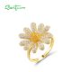 SANTUZZA 925 Sterling Silver Rings Sparkling White CZ Flower Jewelry