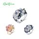 SANTUZZA 925 Sterling Silver Ring Multi-Color Gems Floral Anniversary Wedding  Fine Jewelry Set