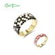 SANTUZZA 925 Sterling Silver Ring For Women Enamel Mosaic Pattern Boho Fine Jewelry