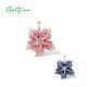 SANTUZZA 925 Sterling Silver Pendant  Sparkling Blue Pink Color Lily Flower Jewelry